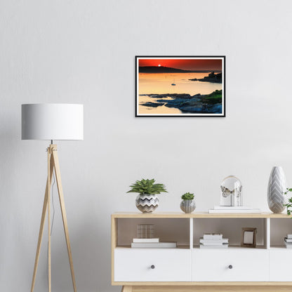 Coastal sunset framed print of Plymouth Sound in South Devon