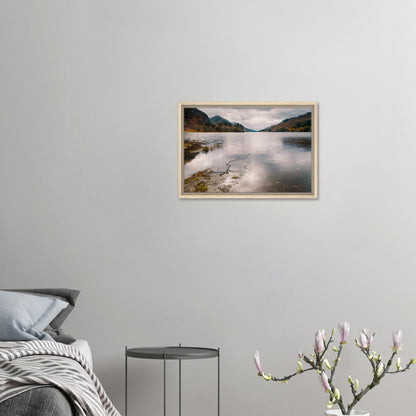 Misty mountains above calm Loch Shiel art