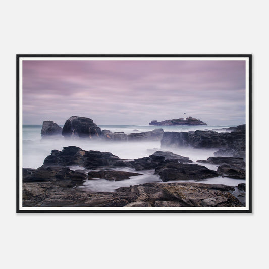 Long exposure seascape of Godrevy Lighthouse framed wall art