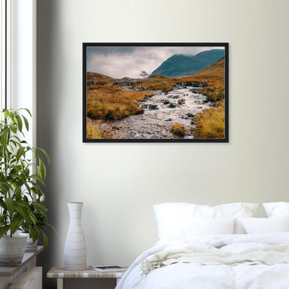Water tumbling through Glencoe moors canvas