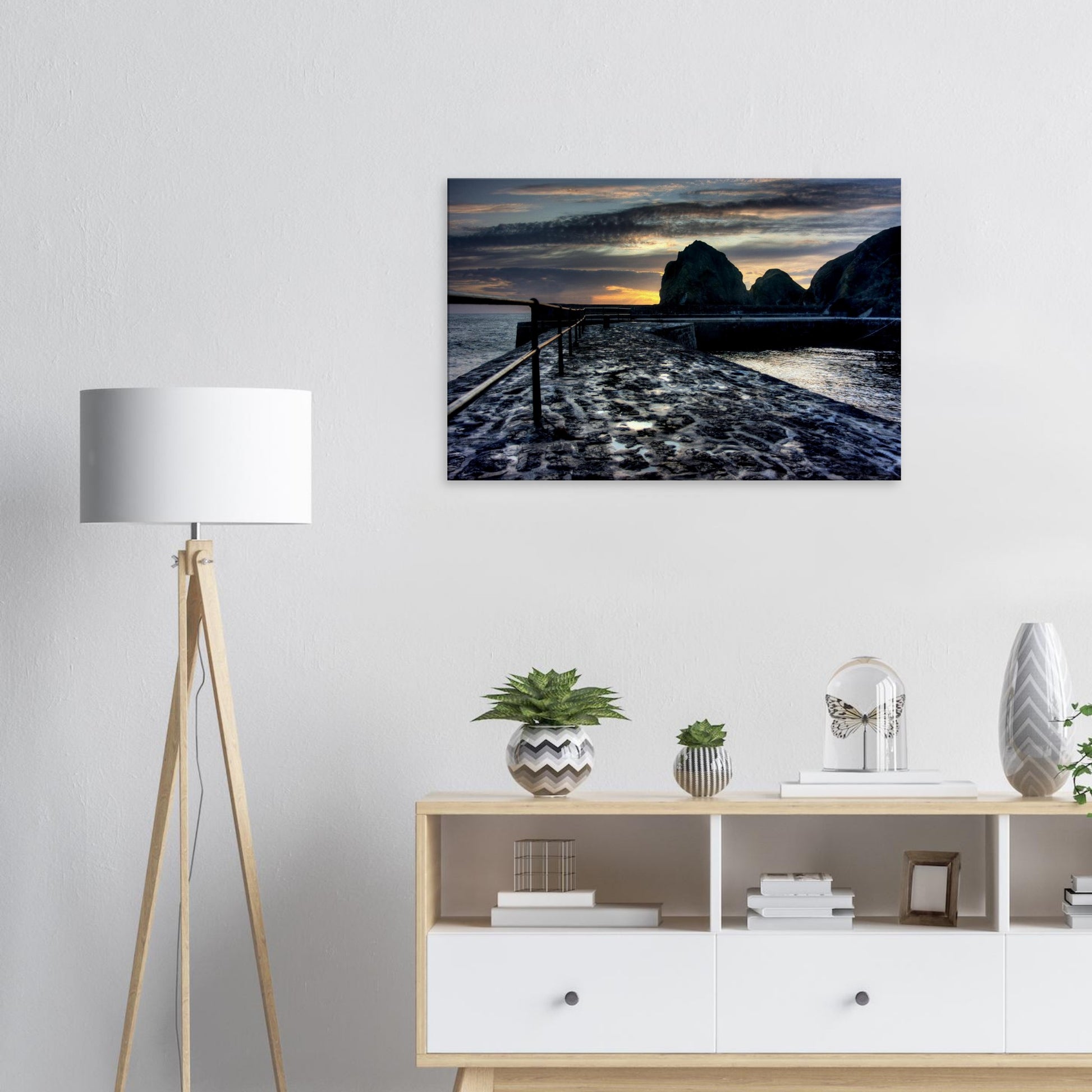 Sunset tones and Cornish harbour serenity in fine art print