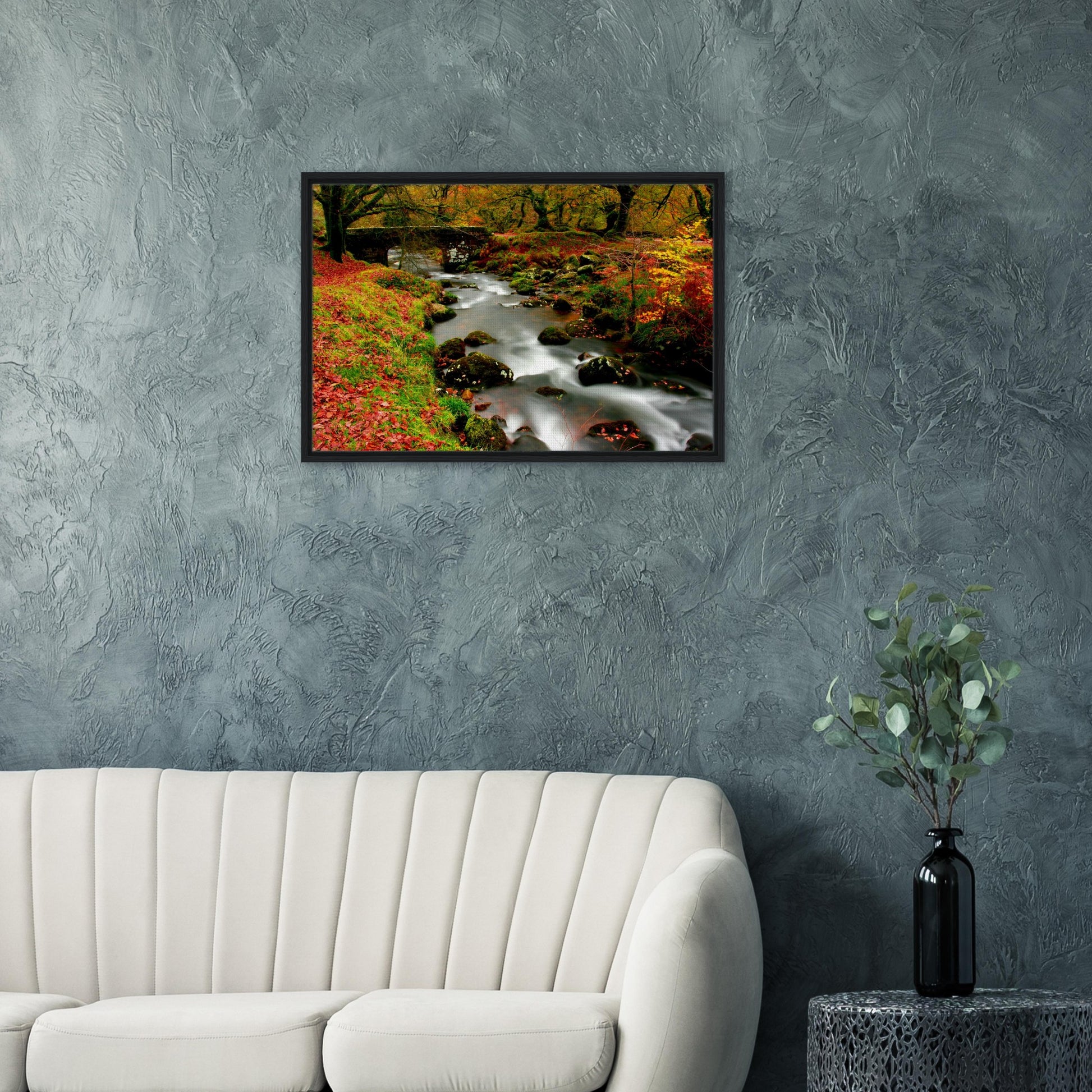 Framed wall art of Dartmoor National Park autumn landscape