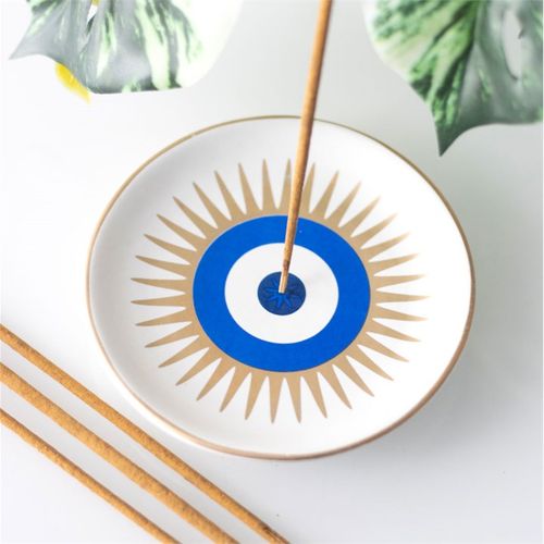 All Seeing Eye Ceramic Incense Holder with modern design, a spiritual symbol of protection and intuition.