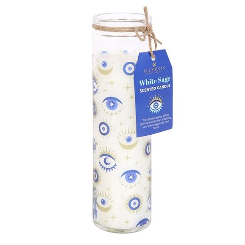 All Seeing Eye 7-Day Prayer Candle with white sage fragrance, designed for protection and cleansing.