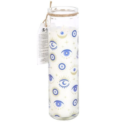 All Seeing Eye 7-Day Prayer Candle with white sage fragrance, designed for protection and cleansing.