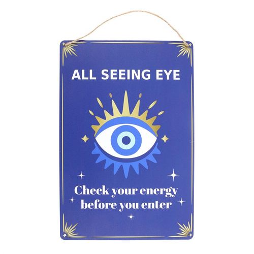 All Seeing Eye Energy Protection Sign with modern design and 'Check your energy before you enter' text.