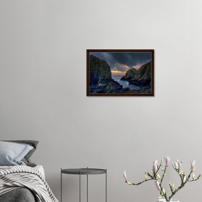 Ocean and cliffs at Mullion Cove captured in framed canvas