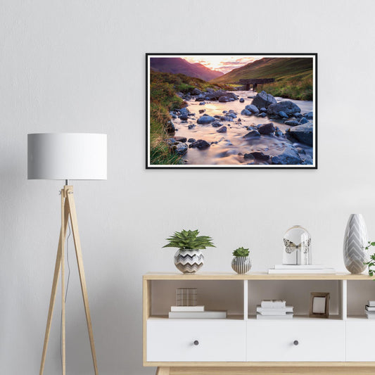 Framed print of Honister Pass in the Lake District at golden hour