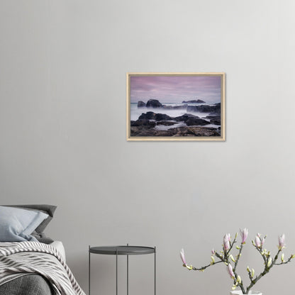 Cornwall lighthouse framed print with long exposure effect