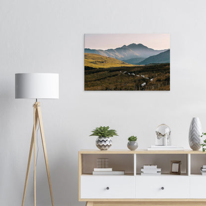 Canvas print of Welsh countryside serenity at sunset