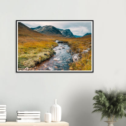 Scenic framed print of Glencoe Valley mist-shrouded peaks