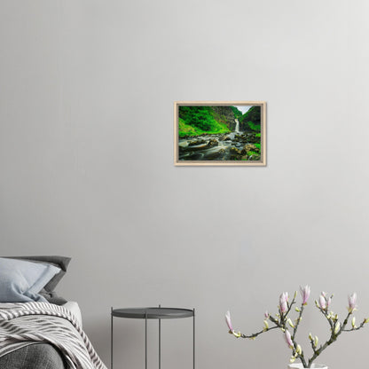 Framed wall art of Skye’s Lealt Falls with natural detail