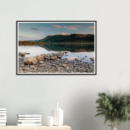 Framed landscape print of Bassenthwaite Lake peaceful scene
