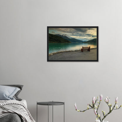Twilight tones over fjord landscape in Norwegian canvas
