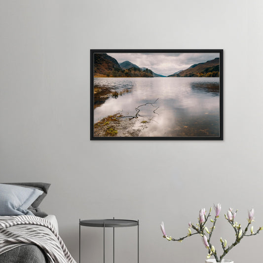 Reflective Loch Shiel framed canvas print