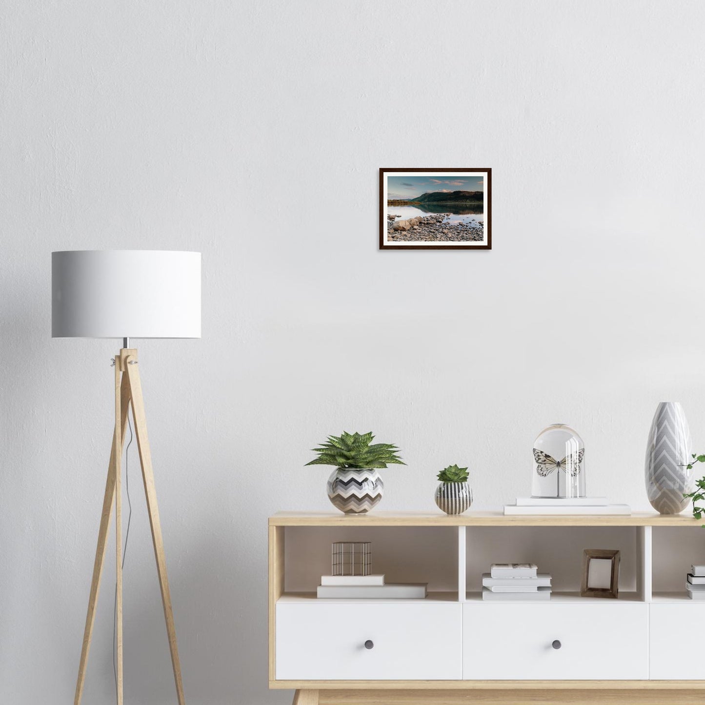 Pastel sky reflected in Bassenthwaite Lake framed print