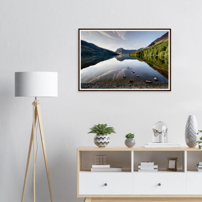 Tranquil Buttermere Lake landscape framed print in Cumbria