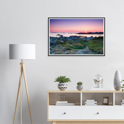Framed print of Lihou Island in Guernsey at sunset