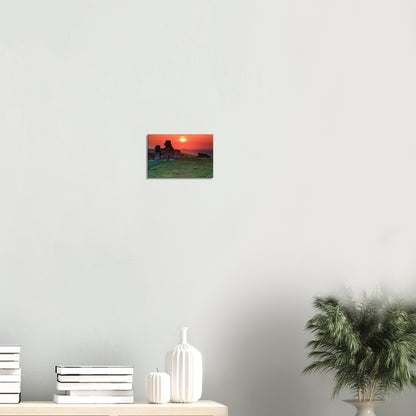 Dartmoor National Park landscape with glowing sky and rocky tor, canvas print.