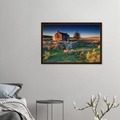 Rustic farm building on Dartmoor in morning light print