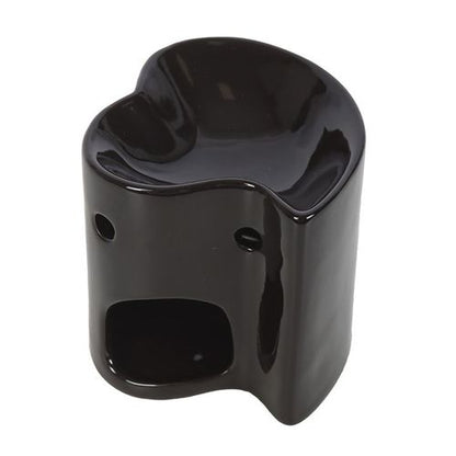 Black heart-shaped ceramic oil burner and wax warmer, perfect for creating a romantic ambiance.