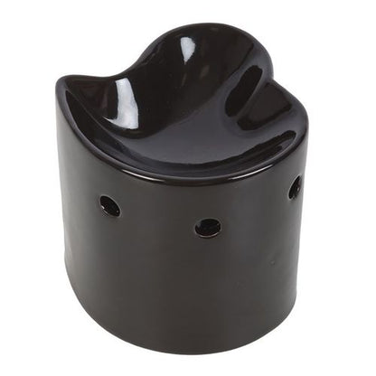 Black heart-shaped ceramic oil burner and wax warmer, perfect for creating a romantic ambiance.