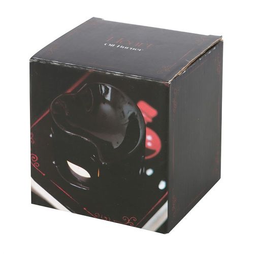 Black heart-shaped ceramic oil burner and wax warmer, perfect for creating a romantic ambiance.