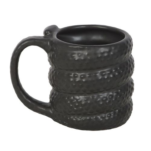 Black Snake Mug with coiled snake design, 500ml capacity, bold and mysterious statement piece.