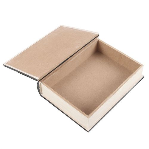 A decorative book-shaped storage box designed for discreetly storing small items like jewellery and keys.