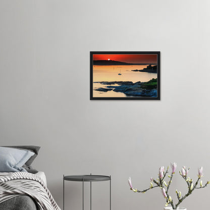 Fiery sky and calm waters at Plymouth Sound in sunset canvas
