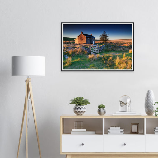 Framed print of sunrise at Nun’s Cross Farm in Dartmoor National Park
