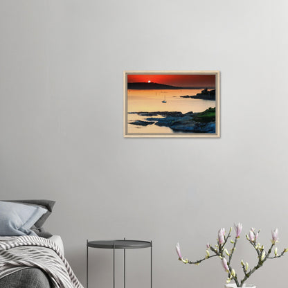 Framed print of maritime scene in Devon with coastal rocks
