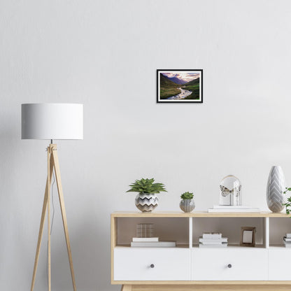Scenic framed print of Honister Pass with meandering brook