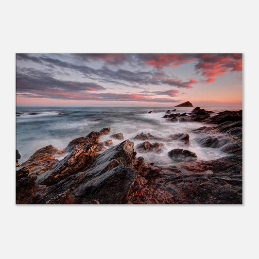 Evening light over Wembury Beach with view of the Mewstone