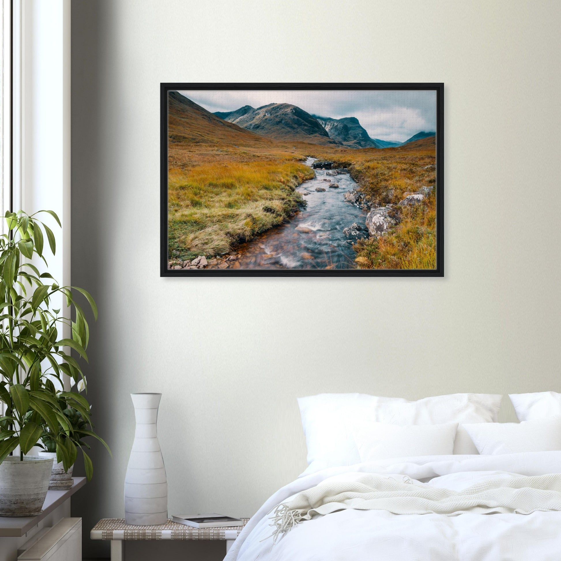 Framed Glencoe Valley canvas for home decor