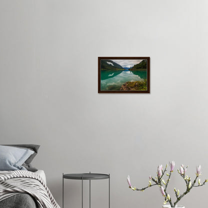 Nature symmetry at Oldevatnet Lake in peaceful canvas art