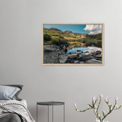 Scenic framed canvas of Snowdonia lake view