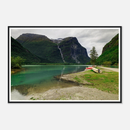 Scenic Norwegian framed wall art of Utigardsfossen cascade
