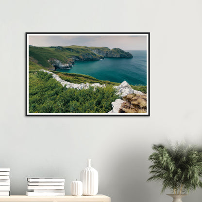 Rugged Trethevy cliffs Tintagel framed landscape wall art