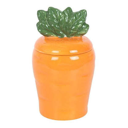 Carrot-shaped oil and wax burner with removable top for fragrance oils or wax melts