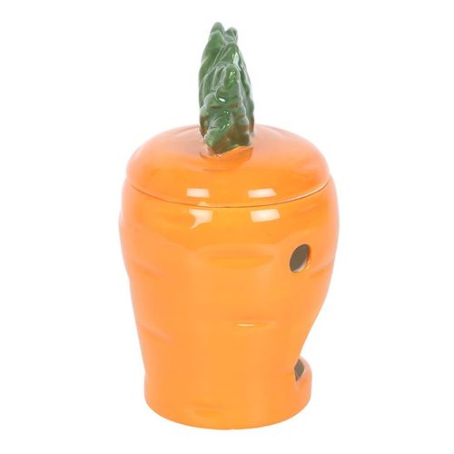 Carrot-shaped oil and wax burner with removable top for fragrance oils or wax melts