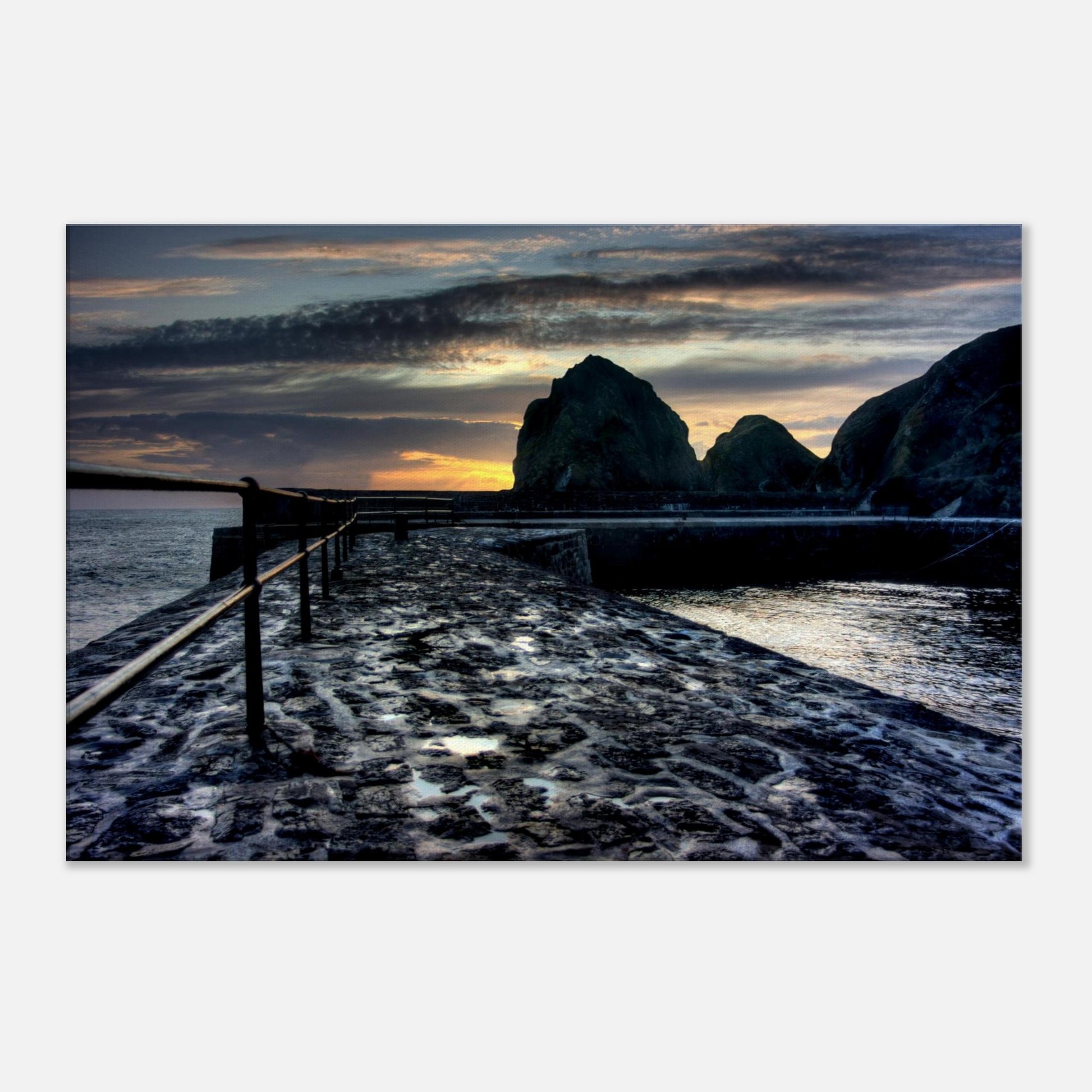 Sea-sprayed slipway at Mullion Cove in Cornwall wall art