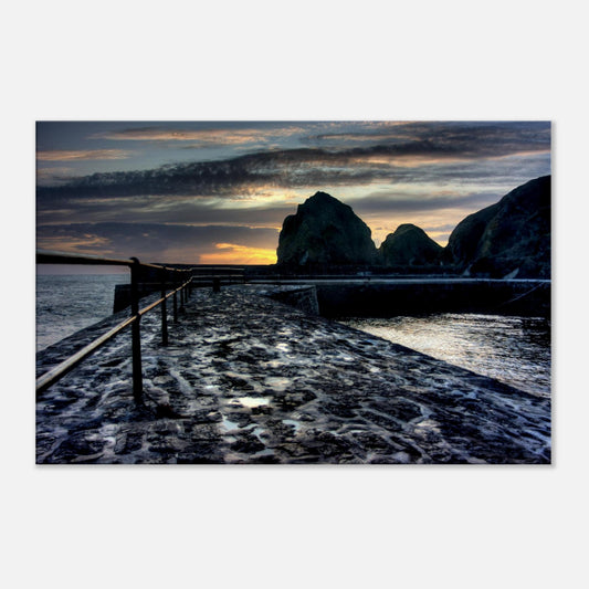Sea-sprayed slipway at Mullion Cove in Cornwall wall art
