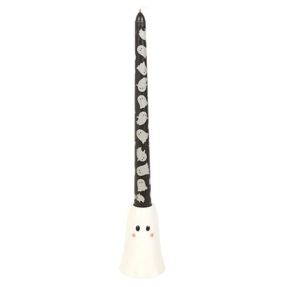 Halloween ghost candle holder and taper candle set