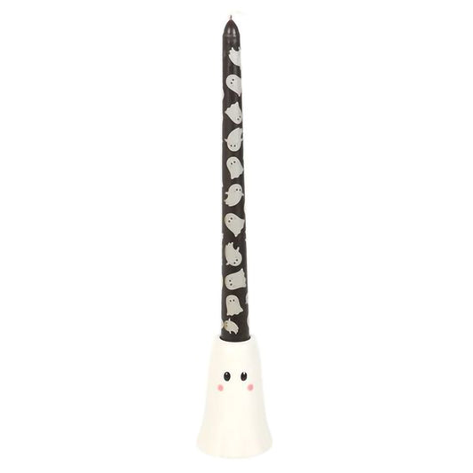 Halloween ghost candle holder and taper candle set