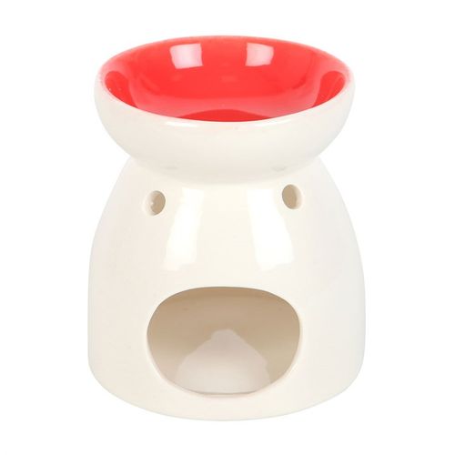 White ceramic oil burner with heart cut-out and "All you need is love" text, perfect for romantic and heartfelt gifting.