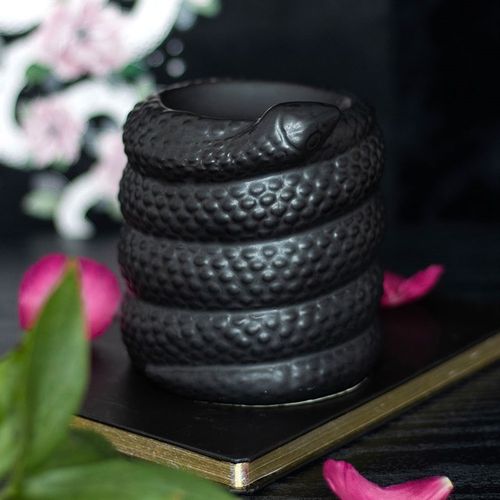 Coiled Black Snake Oil Burner & Wax Warmer for home fragrance, adding mystery and elegance.