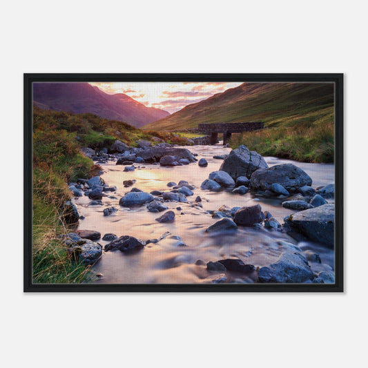 Warm sunset light over Honister Pass valley in canvas print