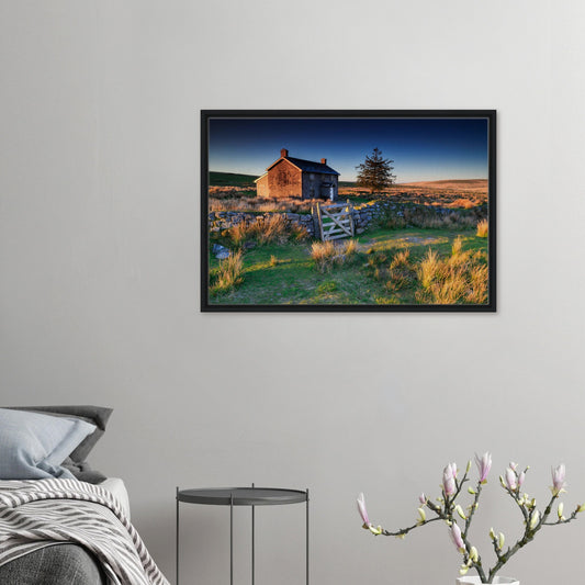 Framed canvas of sunrise at Nun’s Cross Farm on Dartmoor