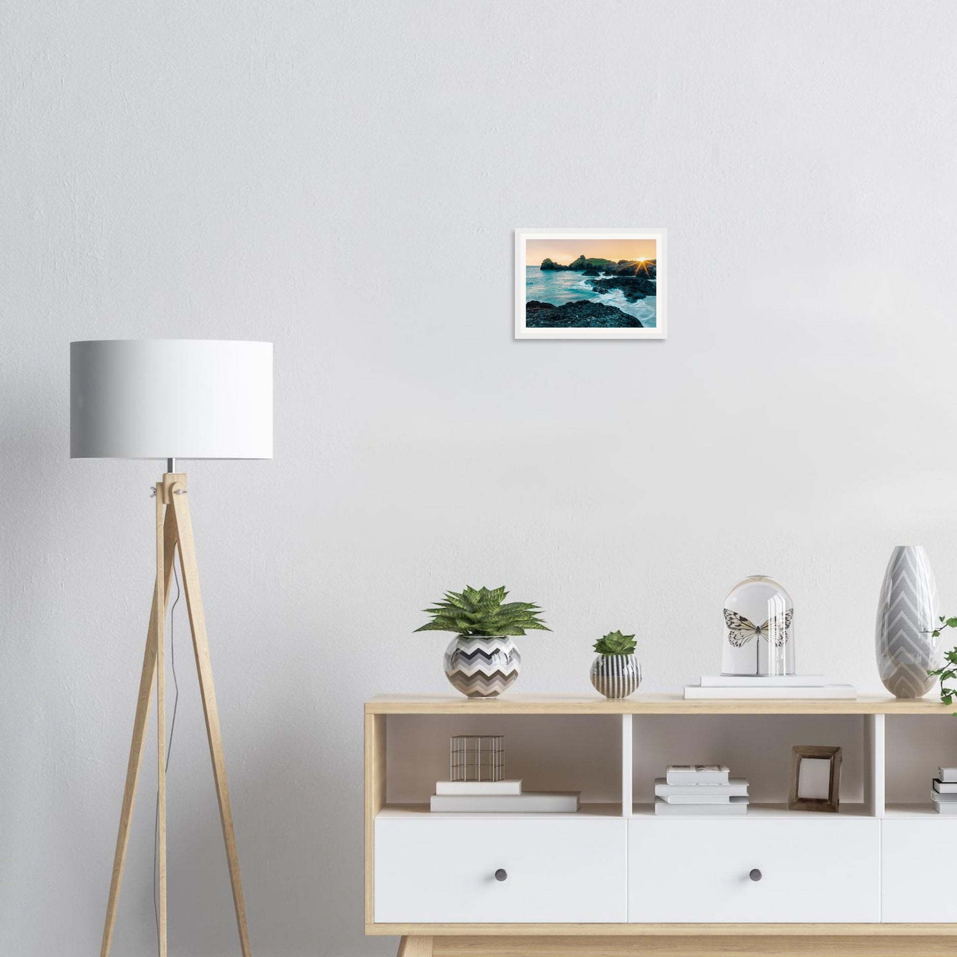 Scenic framed wall art of Kynance Cove at twilight